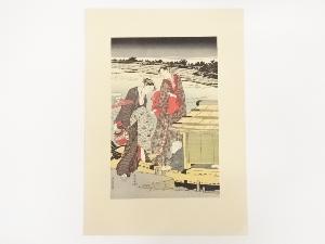 勝川春潮　黄昏之涼船（右）　手摺浮世絵木版画